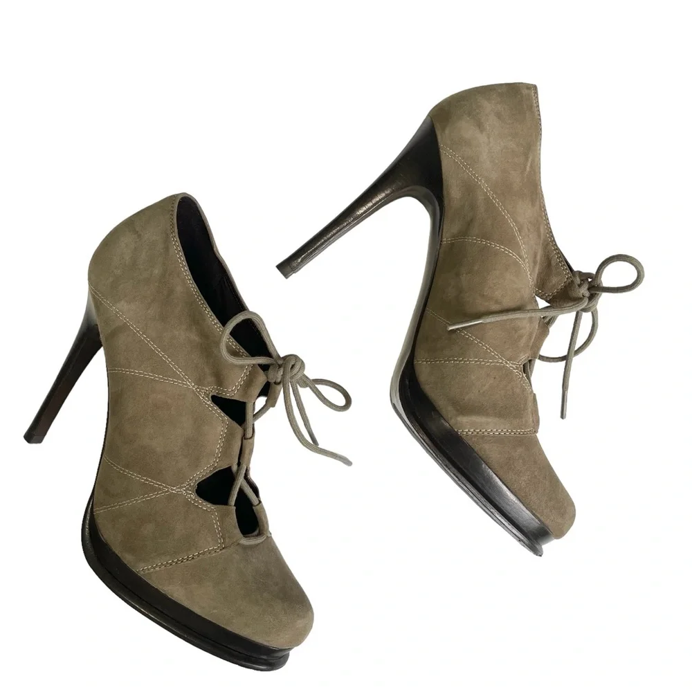 Diane von Furstenberg DVF Guardian Suede Taupe Stiletto